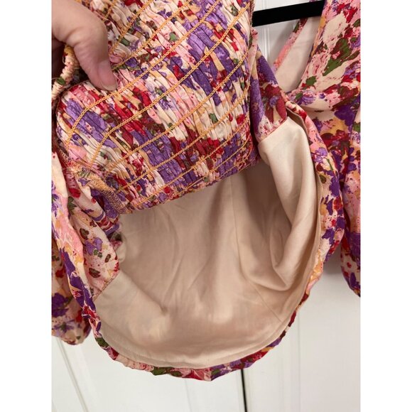 Sienna Sky cropped blouse Colorful Floral Chiffon Top size L New NWOT - Picture 6 of 8